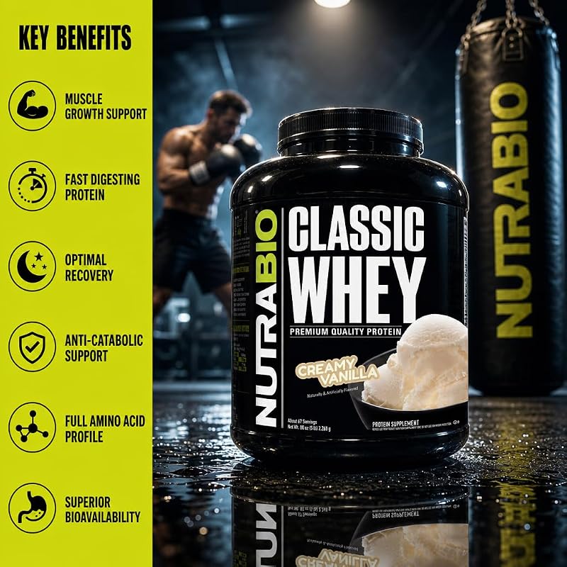 NutraBio Classic Whey Protein Powder- 25G of Protein Per Scoop - Full-Spectrum Amino Acid Profile - No Fillers, Artificial Colors, Preservatives - Low Glycemic Index - Creamy Vanilla, 5 Pounds image 5