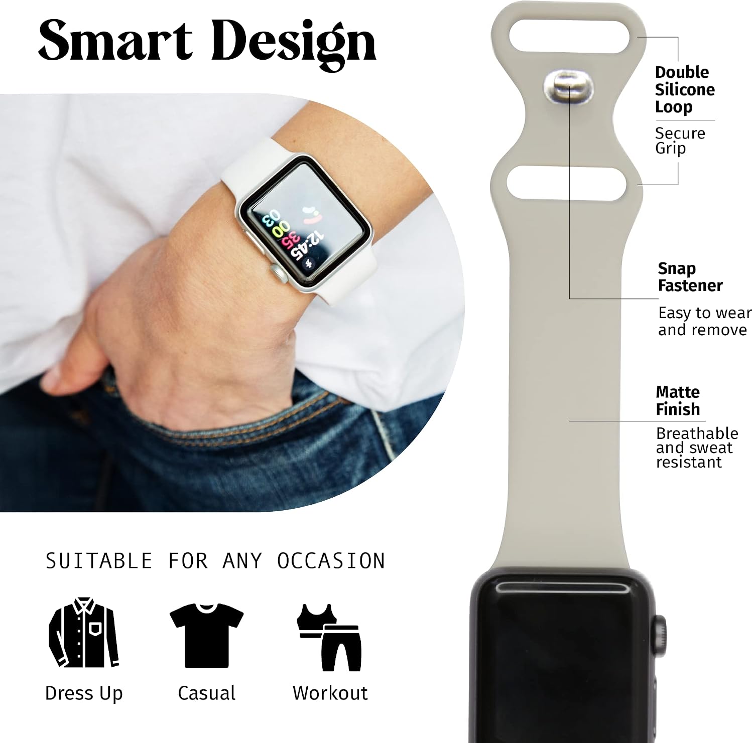 PrintSupremacy Silicone Sports Watch Band, Personalized Nature Designs Watch Band Quick Release Strap with Snap Fastener, Compatible with IOS Watch Series 9 Ultra 8 7 6 5 4 3 2 1 SE Women Men