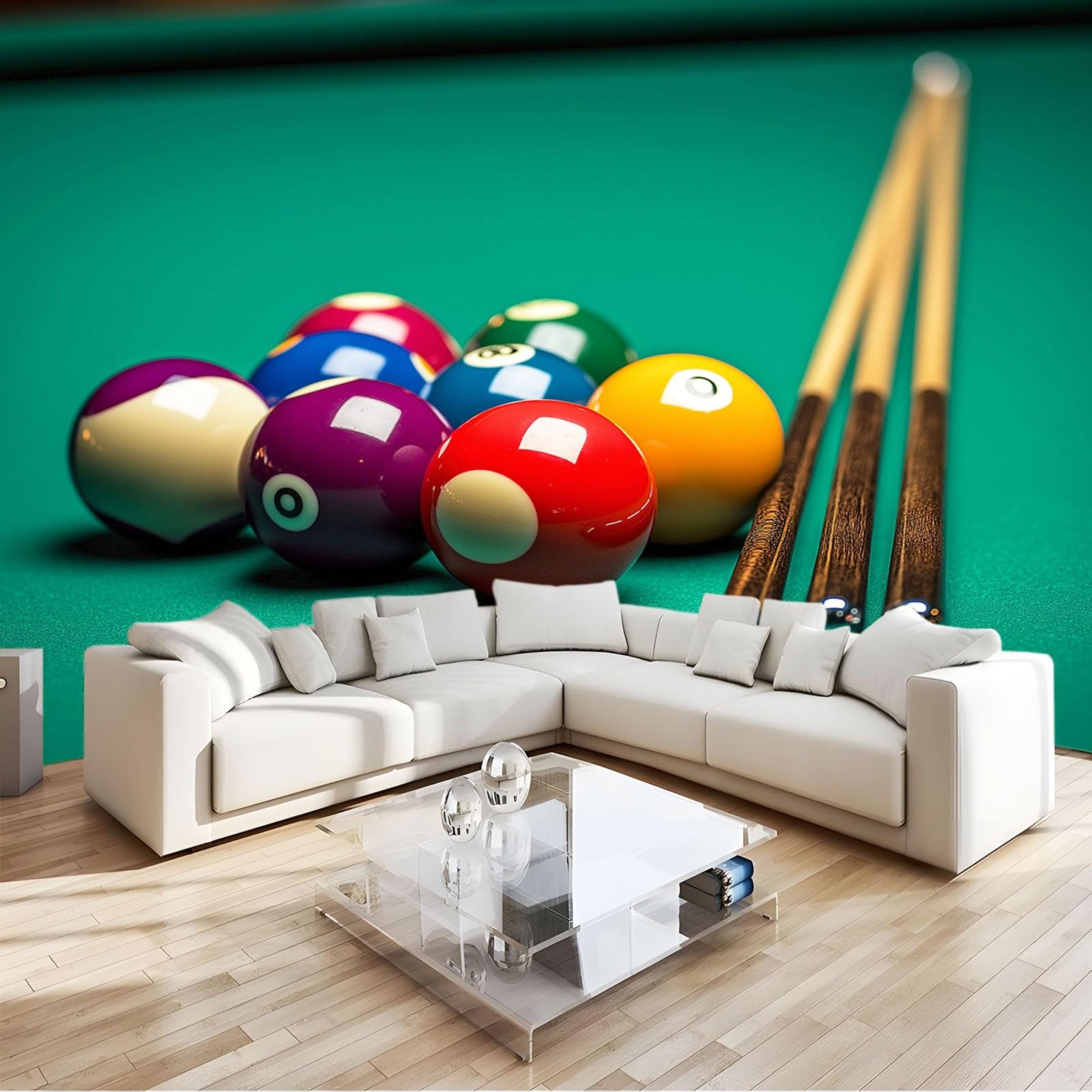 Papier peint 3D billard effet visuel agrandissant 250x175