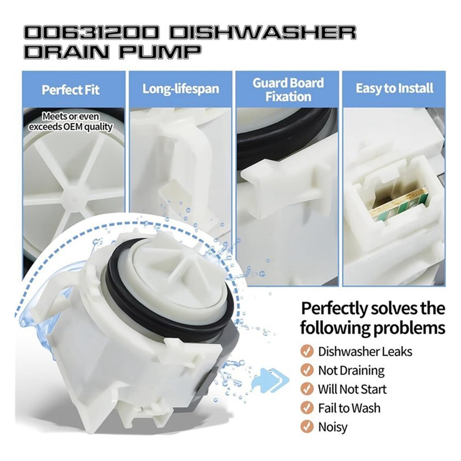 Compatible Con El Conjunto De Motor De La Bomba De Desagüe Del Lavavajillas A99G-10X 00631200. Pieza De Repuesto For La Bomba De Desagüe Del Lavavajillas: PS11704799 AP5972147.