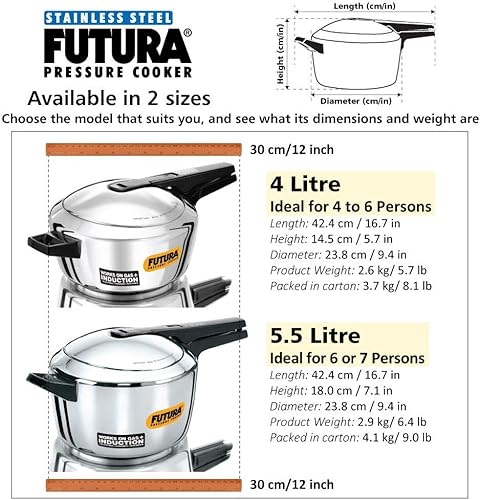 Miniatura 6 de Futura Olla a presión F55, 4 litros, acero