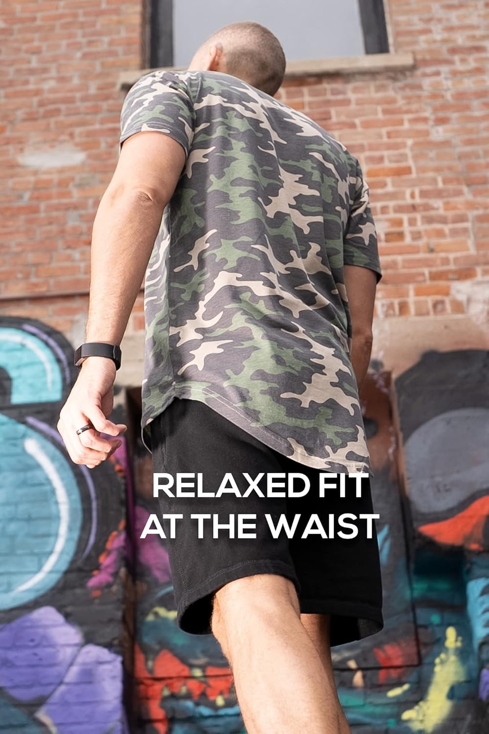 ShirtBANC Hipster Hip Hop Elong Drop Cut Mens Shirt Dance Dropcut Tshirt Small Camouflage