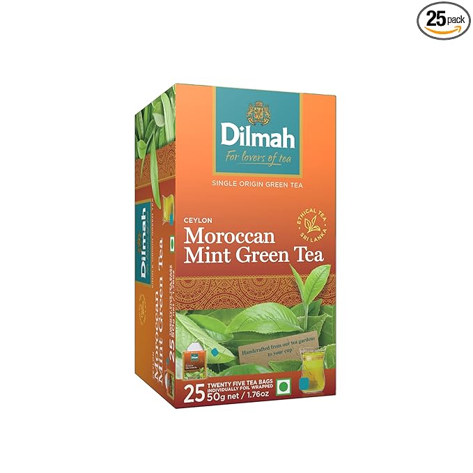 Dilmah Pure Ceylon Green Tea With Moroccan Mint, 2g X 25 Tea Bags