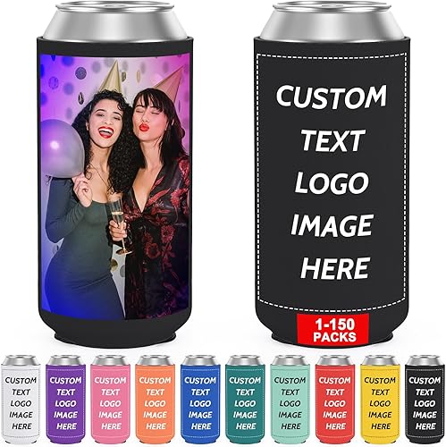 Fundas delgadas personalizadas para enfriadores de latas de neopreno a granel, soporte para botellas de bebidas con logotipo, texto de imagen, para
