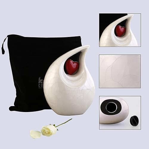 Miniatura 16 de Urna de corazón de lágrima dorada blanca para cenizas humanas Urnas de cremación para cenizas adultas Urna de ceniza funeraria para hombres