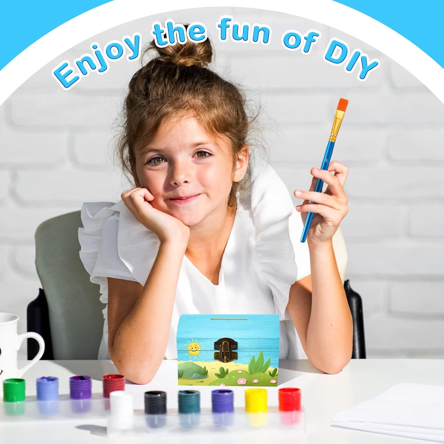 24 Pcs DIY Unfinished Wood Treasure Chest Box Savings Bank with Coin Slot Hinged Lid, Front Clasp Lockable Wooden Treasure Box Paint Your Own Piggy Bank for Craft, 4.72 x 3 x 3.23 Inch