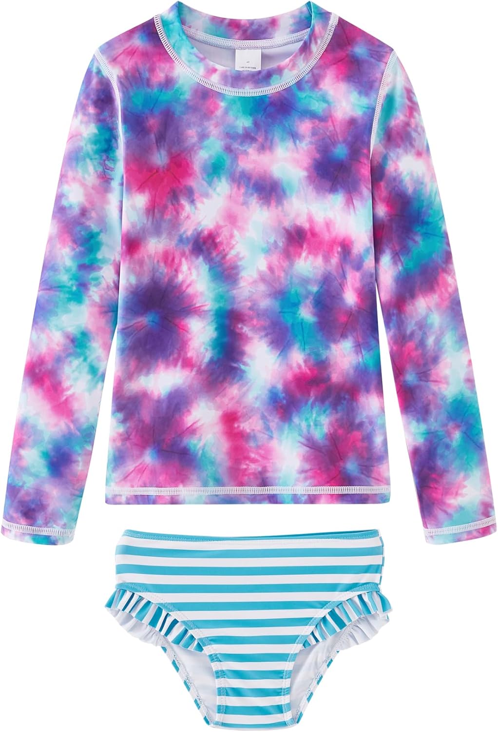UMELOK Toddler and Little Girls Rash Guard Sets with Bikini Bottoms Swimwear 6 Years Blue, Tie Dye