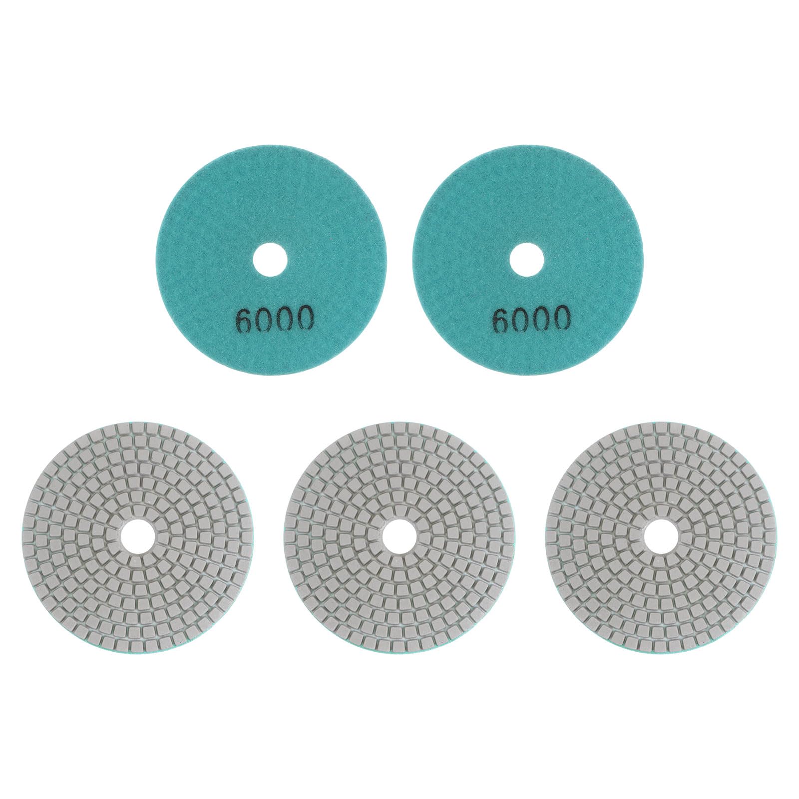 HARFINGTON 5pcs Diamond Polishing Pads 4" Grits 6000 Wet/Dry Polish Pad for Stone Concrete Marble Countertop Quartz for Polisher Grinder