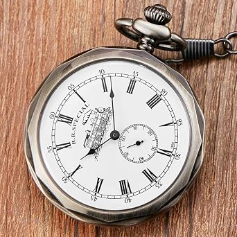 Pocket Watch Antique Silver London Pocket Watch Hand Wind Skeleton Men Women Mechanical Pocket Watch with Pendant Chain Necklace
