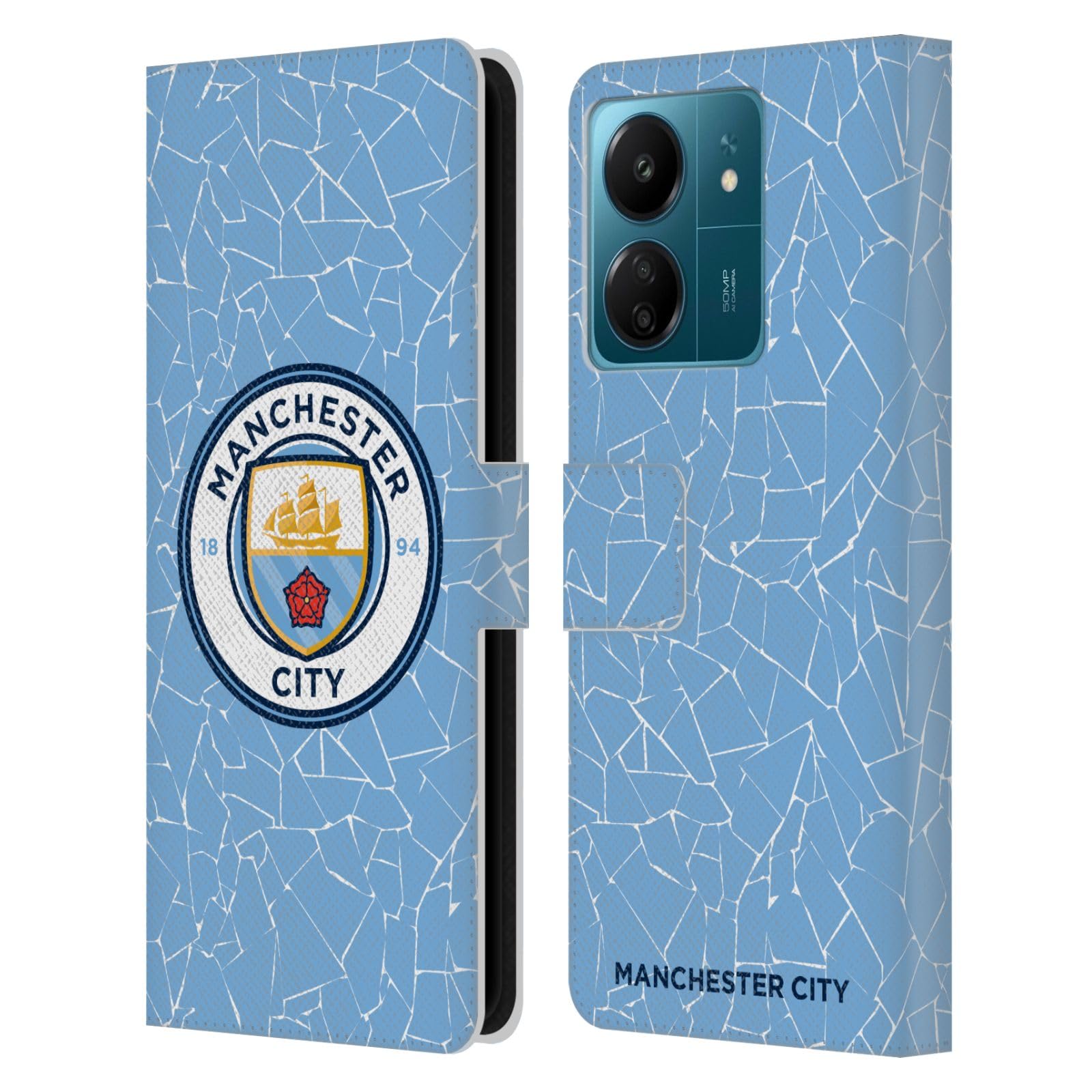Head Case Designs Officially Licensed Manchester City Man City FC Home 2020/21 Badge Kit Leather Book Wallet Case Cover Compatible with Xiaomi Redmi 13C 4G