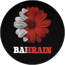 Colourfu Bahraini Bahrain Flag Flower Round Mouse Pad Rubber Non-Slip Mousepad Mat for Gaming Office Home Meeting Waterproof Funny Design 1