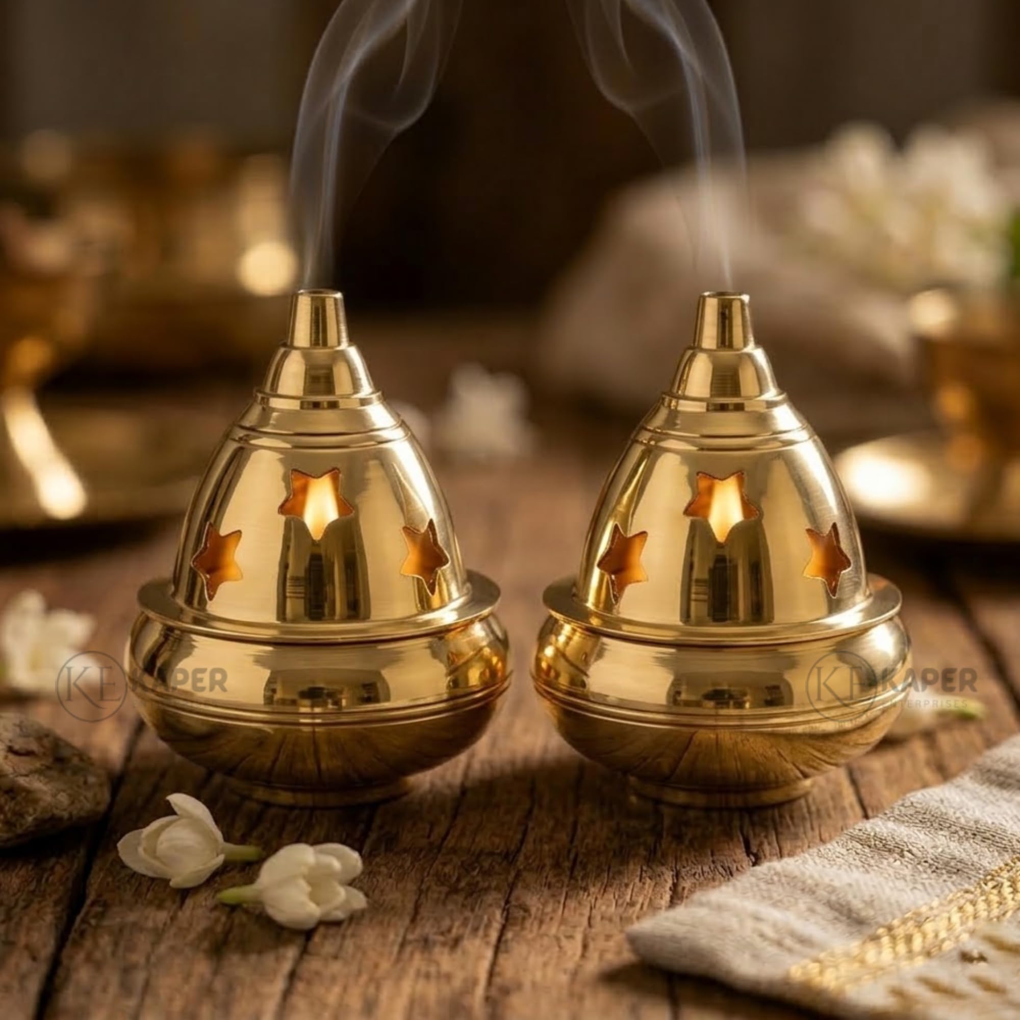 KAPER Light Up Your Diwali: Adorable Small Brass Diya for Puja Set of 2 Festive Decorations Oil Lamp Home Decor and Gifting(2.5 Inches)-image-28