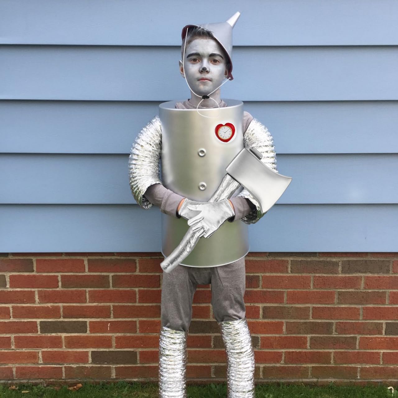 5Pcs Tin costume Accessories Set Adjustable Silver Funnel Hat Halloween Party Dress up - Image 5