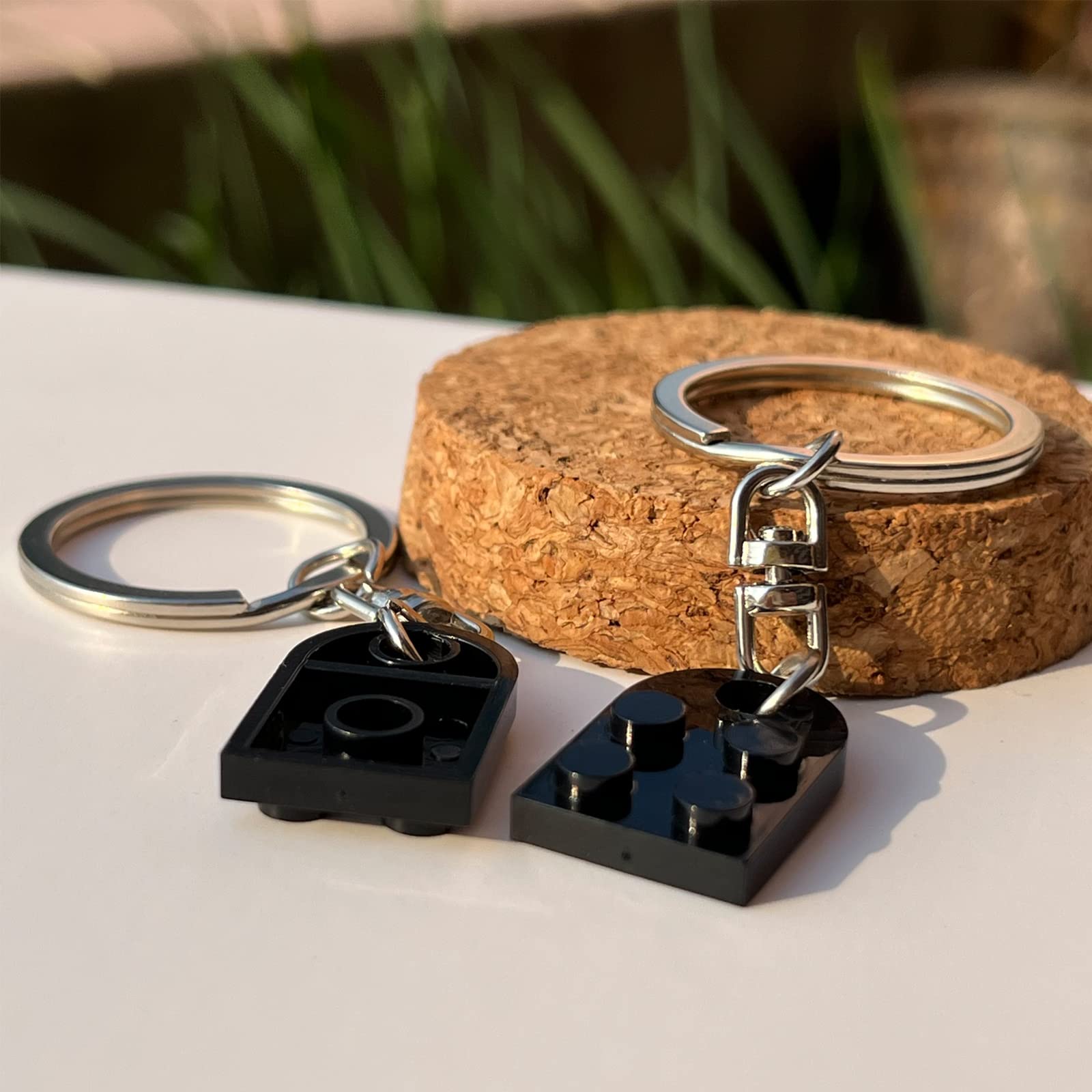 Brick Heart Keychain for Couple Boyfriend Girlfriend Best Friend, Cute Brick Matching Keychains Set for Husband Wife