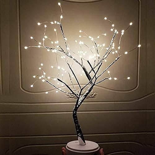 Miniatura 6 de Lxcom Lighting Luces LED de rama, 108 LED, ramas de árbol de alambre de cobre plateado, árbol de mesa LED bonsái, funciona con pilas, con