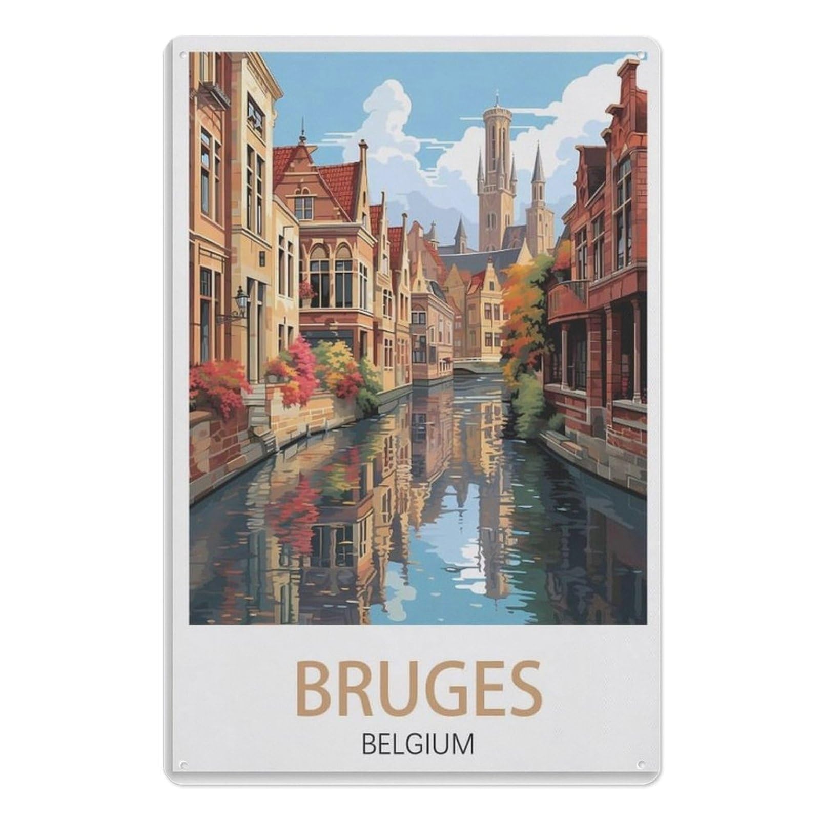 Metal Signs，Bruges Belgium，Tin Signs Funny Vintage Metal Sign Plaqu Poster Wall Art Pub Bar Kitchen Garden Bathroom Home Decor(15x30cm）6x12 inch-X85