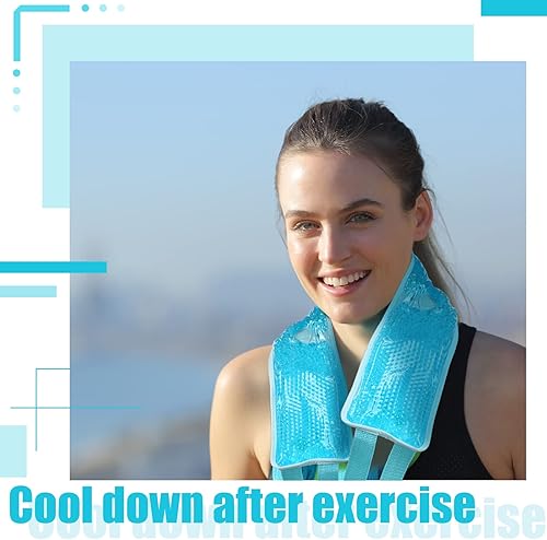 Miniatura 4 de Paquete de 2 envolturas refrescantes para el cuello, compresa fría y caliente para lesiones, paquete de hielo reutilizable para el cuello, paquete