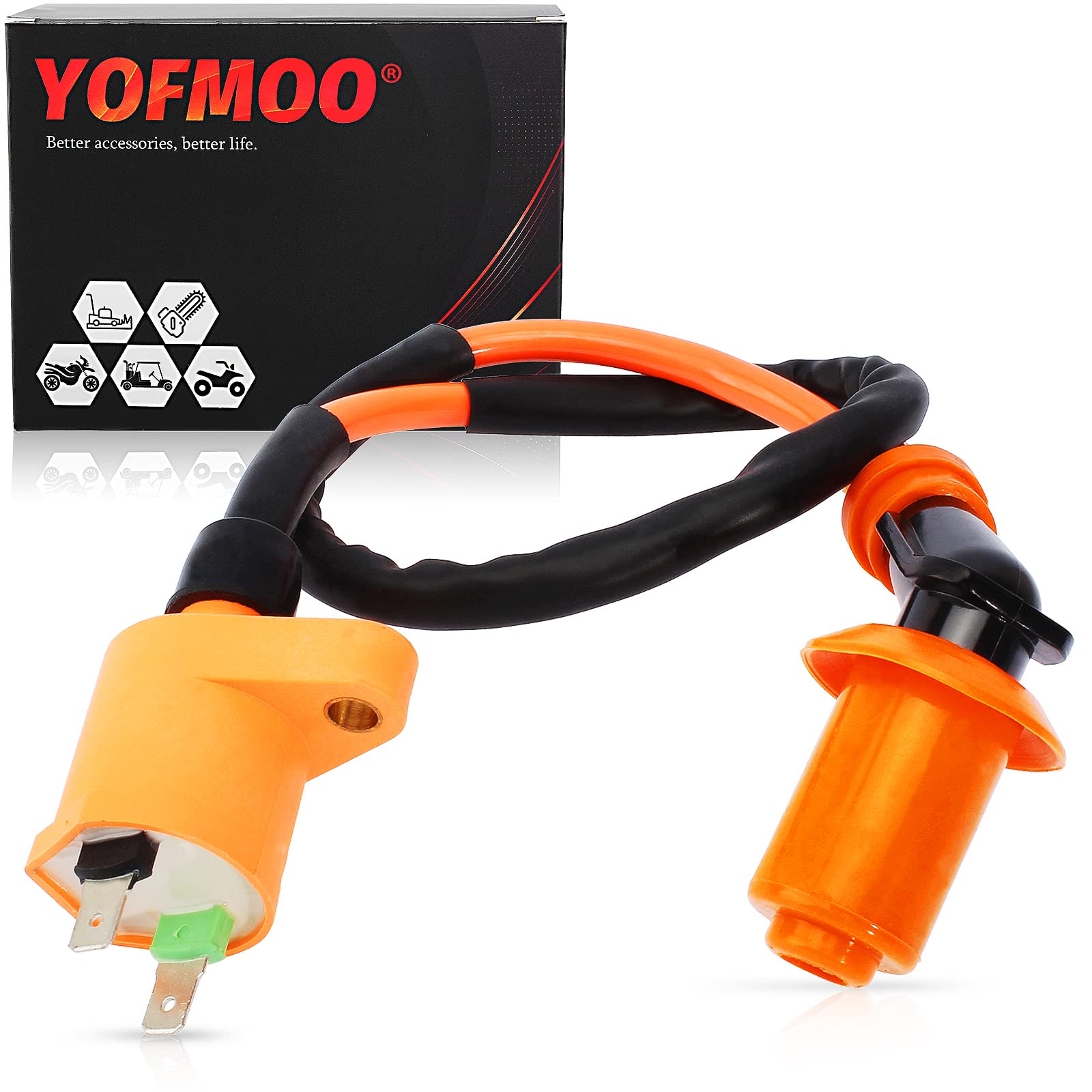 Create Idea Bobine D'allumage à 2 Broches, Fil De Bougie D'allumage Compatible Pour Moteurs GY6 139QMA 50cc 125cc 150cc Vélomoteur Scooter