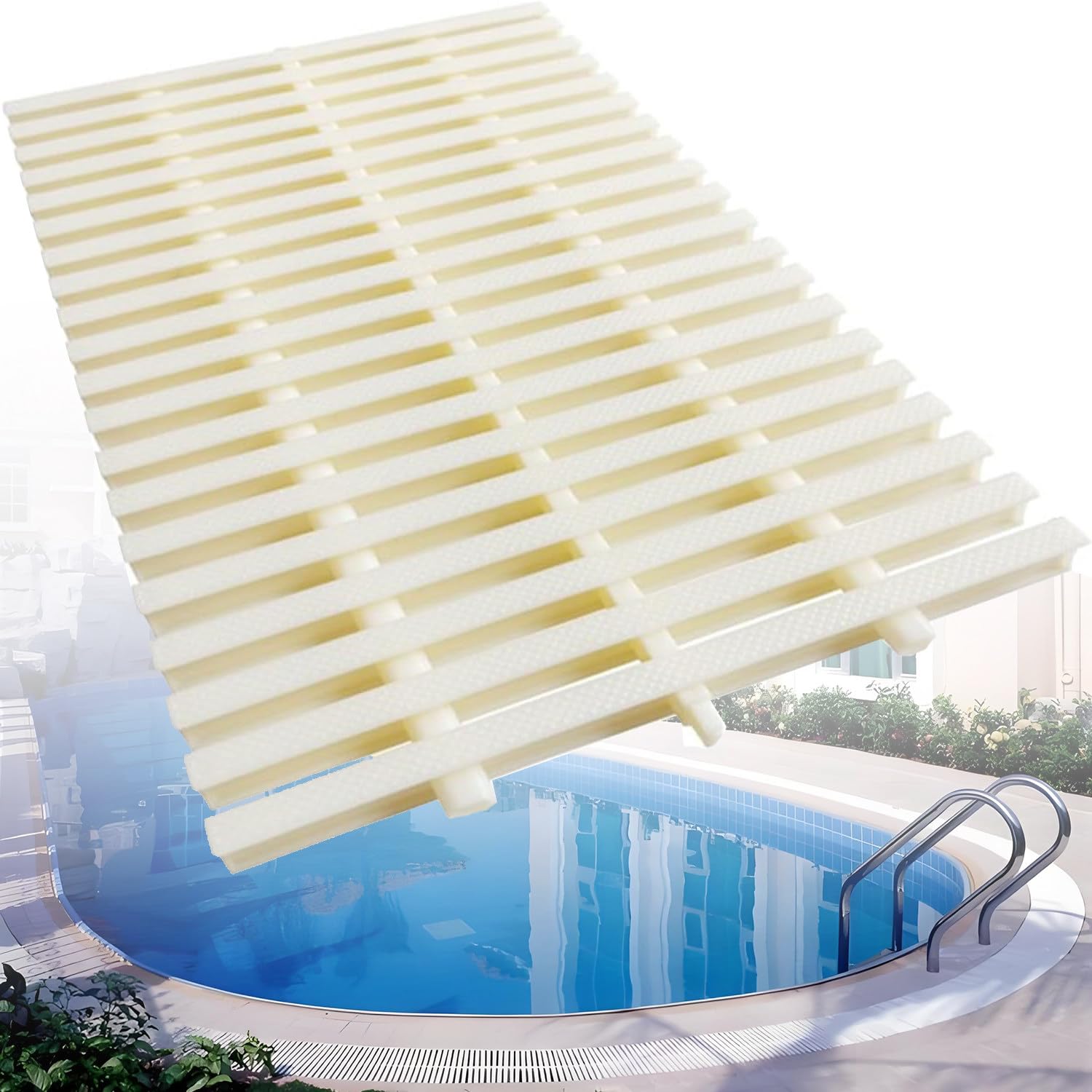 Grille de trop-plein pour piscine en ABS modulable 30x100 cm lot de 8