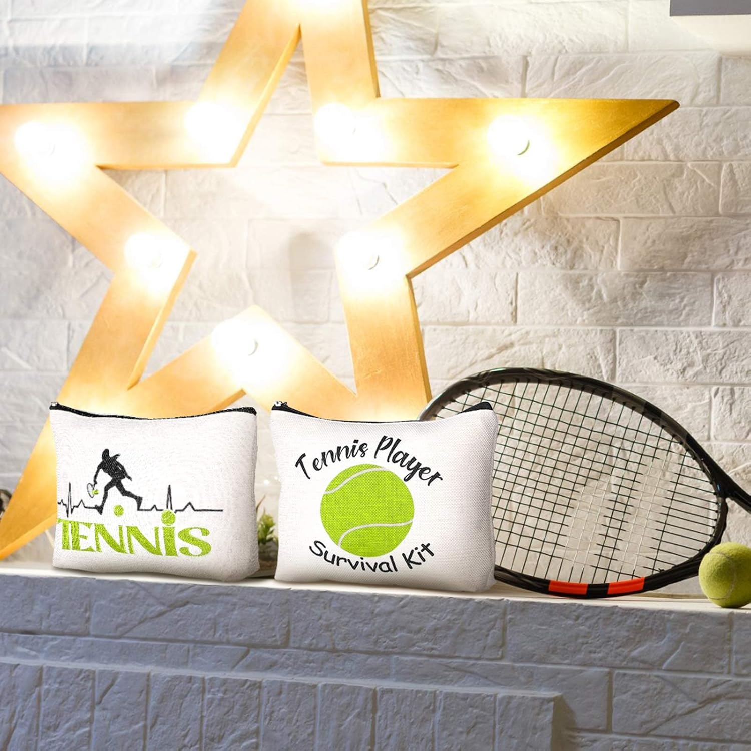 Pinkunn 9 Pieces Tennis Gifts for Women Tennis Makeup Bag Tennis Accessories Pouch Bag for Tennis Travel Zipper Cosmetic Bags for Tennis Lover Player Team Novelty Graduation Birthday Xmas Gift - Image 4