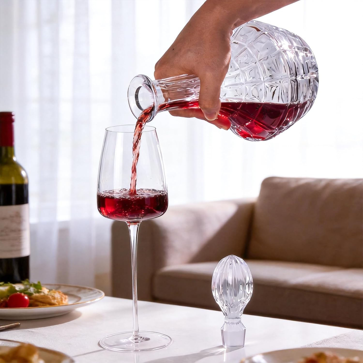 KAMMAK Whiskey Decanter, 800ml Glass Liquor Decanter with Stopper