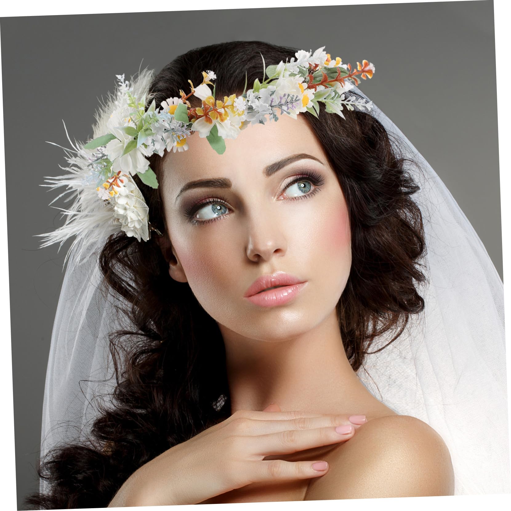 Homoyoyo Couronne de Fleurs Serre-tête pour Mariage et Fête Coiffure Féerique avec Fleurs Artificielles Accessoire de Décoration pour Femme