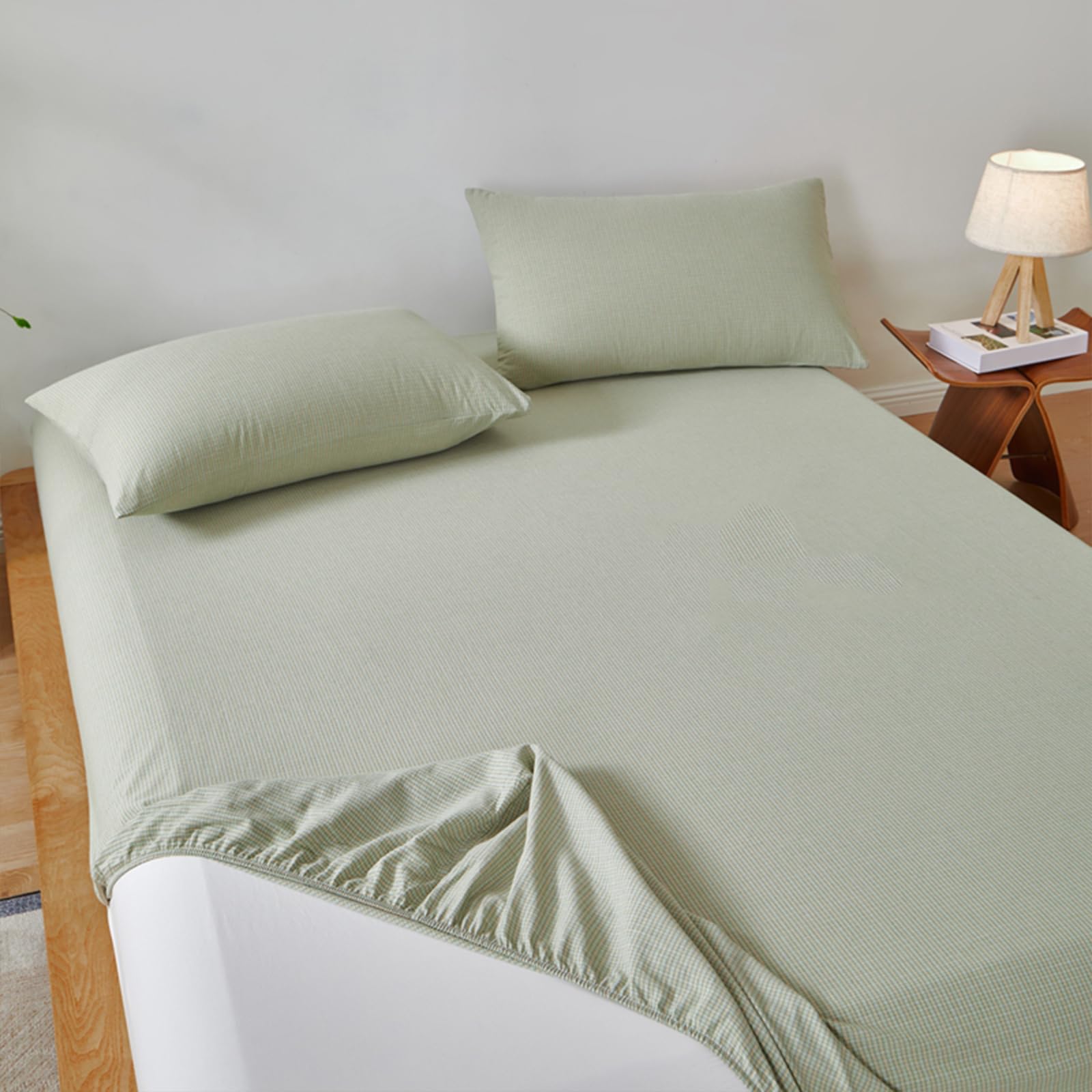 Spannbettlaken 180x200 Rosa Karomuster Baumwolle King-Size Bett
