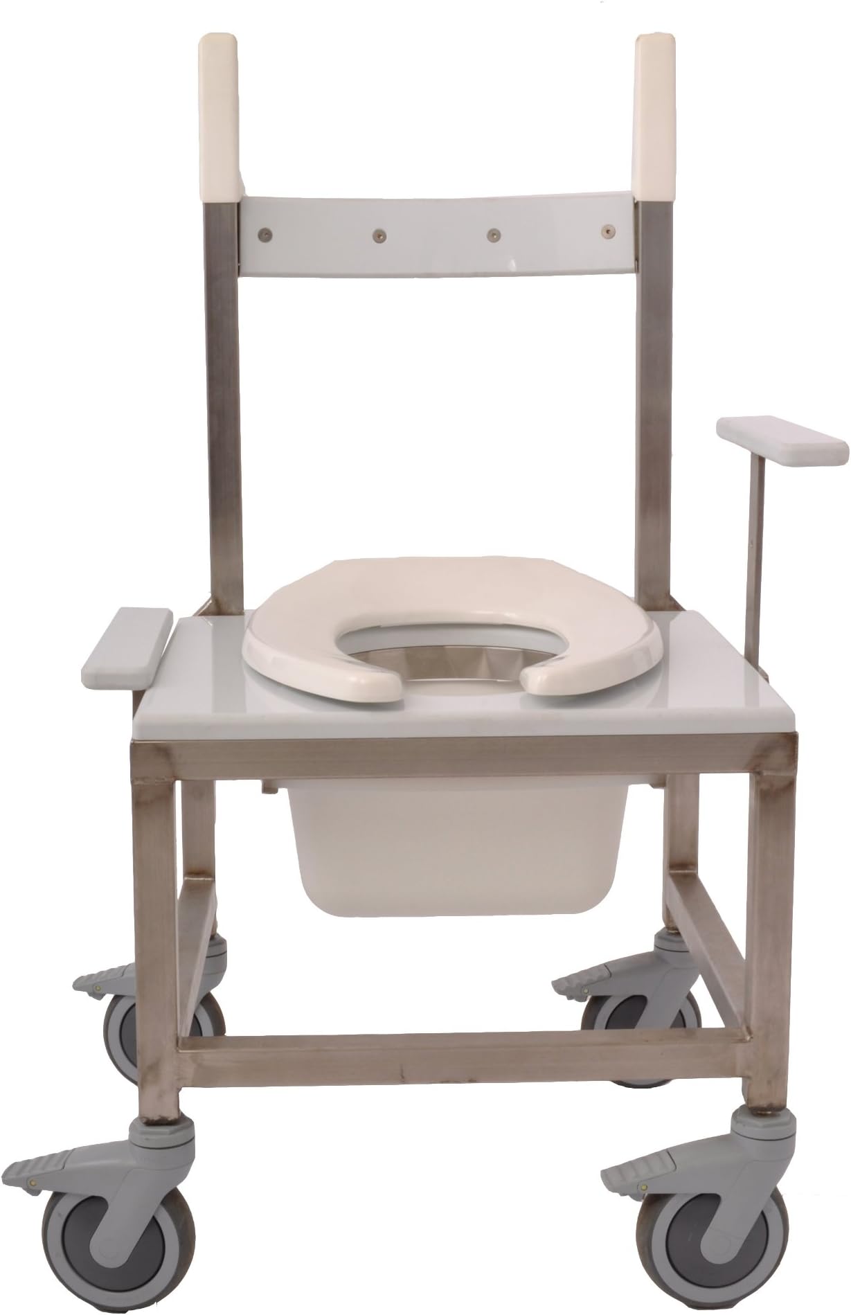 CENTiCARE C-SS1200-B-W-4 Stainless Steel 1000lb Capacity Shower Chair and Commode, White