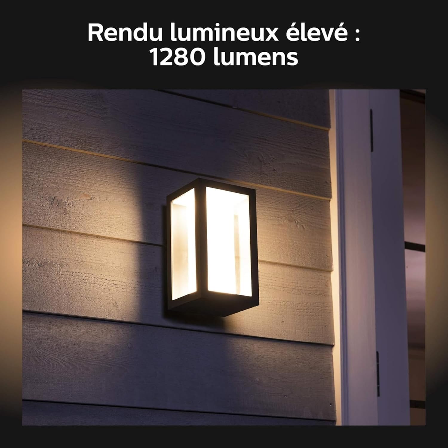 Philips Hue White & Color Ambiance Applique murale extérieur IMPRESS, Kit de base jusqu'à 16 m de couleurs, Noir, Luminaire Philips compatible Alexa, Google Assistant et Apple Homekit