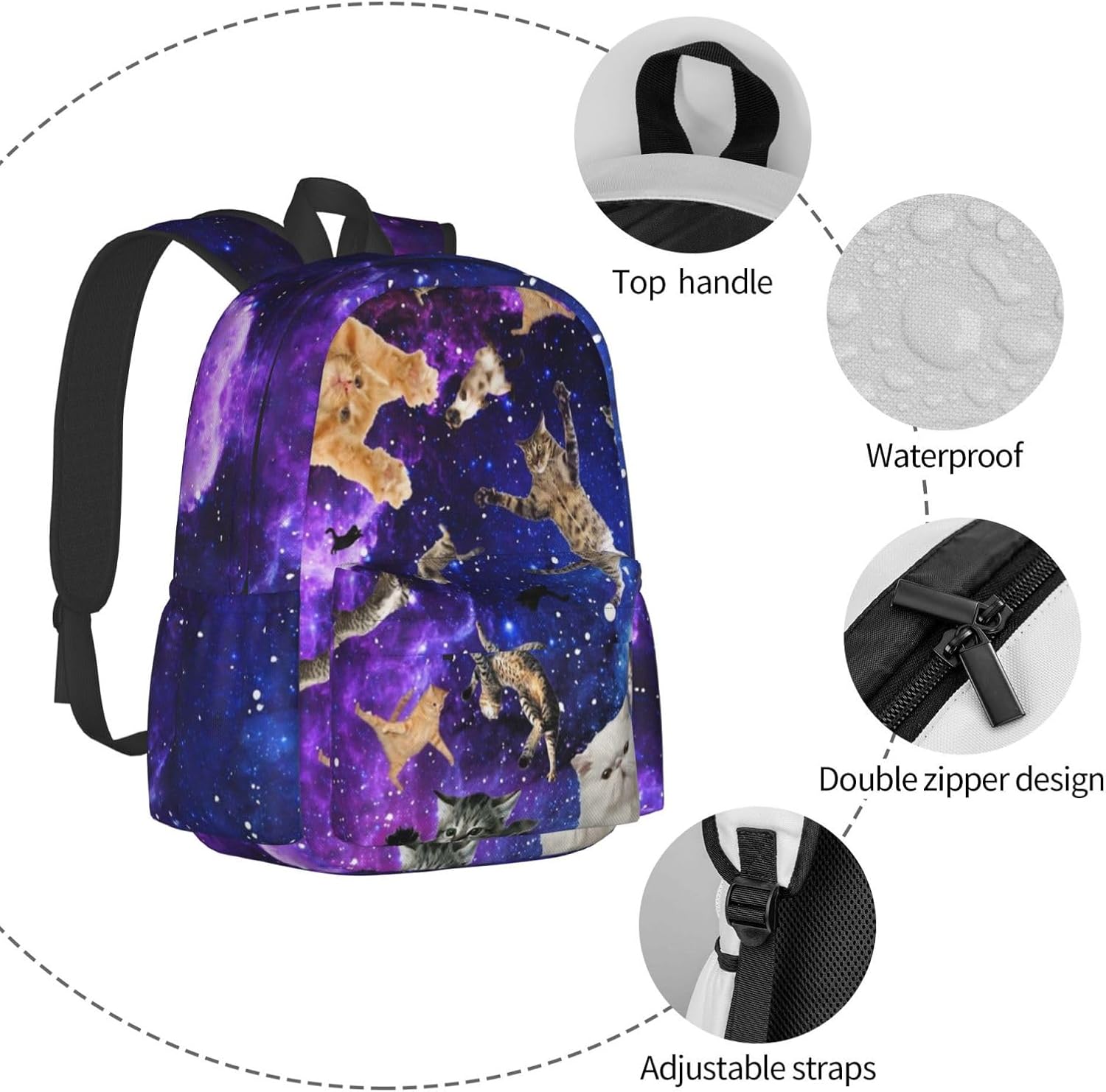 Cute Cat Pattern Backpack Travel Cat Laptop Backpack Casual Daypack for Women and Men