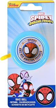 Marvel Spidey Bike Bell Kids - Childrens Bicycle Bells with Loud Clear Ring, Easy Install Universal Fitting for Handlebars on Bikes, Trikes & Scooters, Ages 3+ Safety & Style Kids Bike Accessories | Official Marvel design, easy installation, weatherproof material