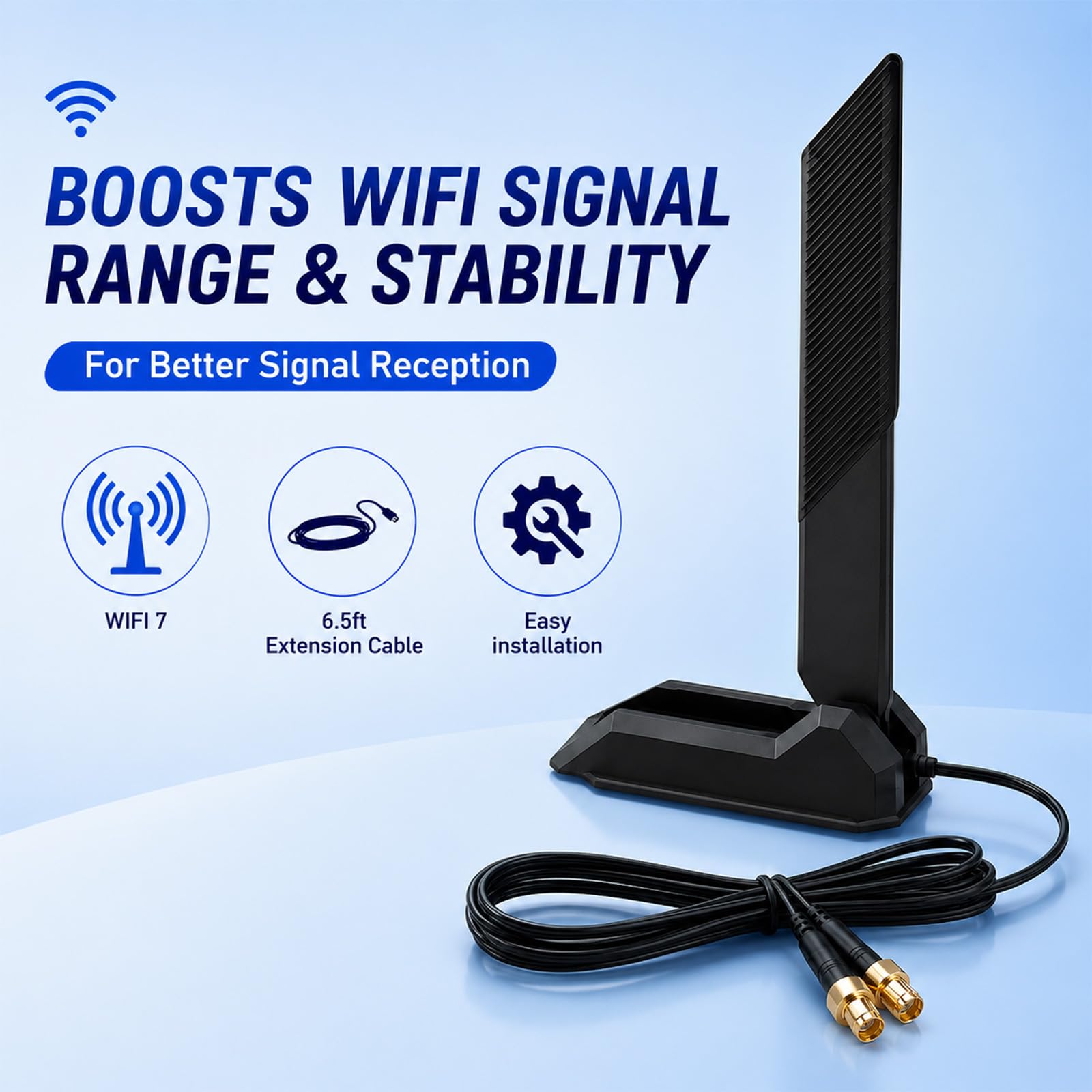 WiFi 7 Gaming scheda madre antenna base magnetica con connettore push-on (non RP-SMA), Kaunosta