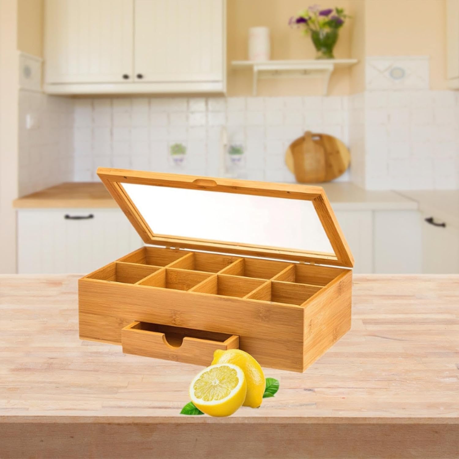 Tea Storage Box Tea Organizer Keeps Tea Bags with Lid Holder Jewelry Case for