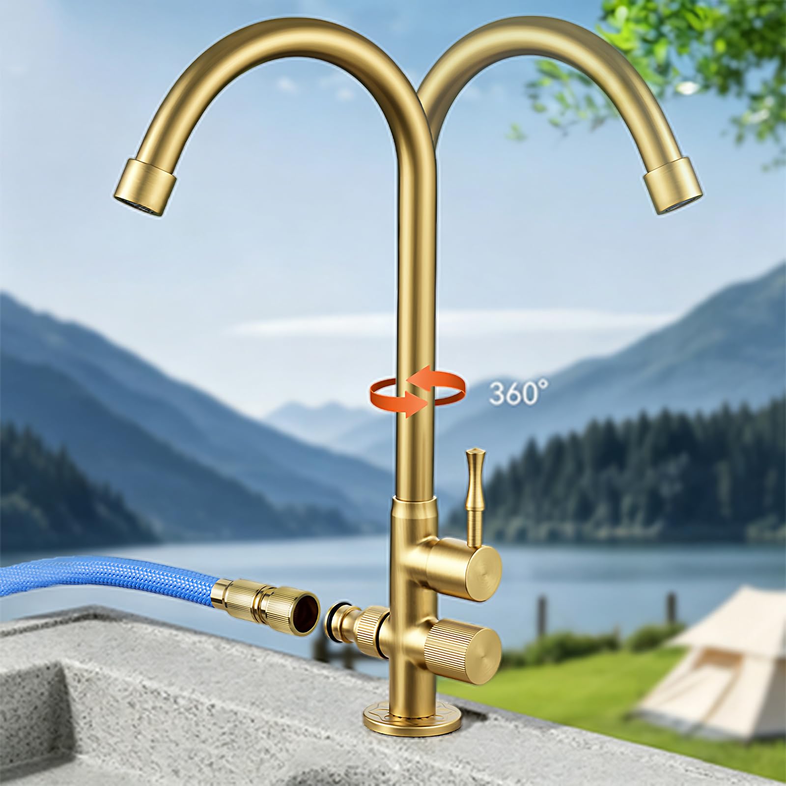 Grifo Lavadora Grifo Doble Salida De 1/2 Pulgadas Solo Agua Fría Latón Orificio Único Adecuado para Exteriores/Baño,10cm
