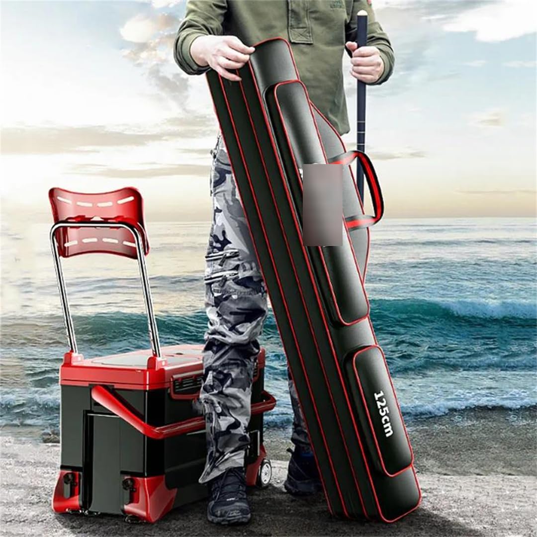 Suwequest Borsa da pesca Oxford a 2/3 strati, porta canne da pesca, borsa per attrezzi da pesca, borsa impermeabile per attrezzatura da pesca, 2 strati, 100 cm