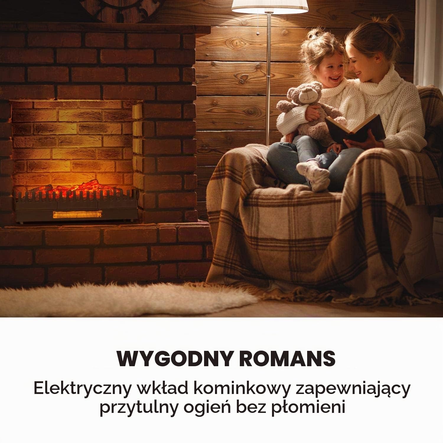 Kominek elektryczny KLARSTEIN Kamini FX - wkład kominkowy, 1000/2000W, 2W LED, bez sadzy, łatwe czyszczenie, funkcja grzania, iluzja płomienia, romantyczna atmosfera, czarny