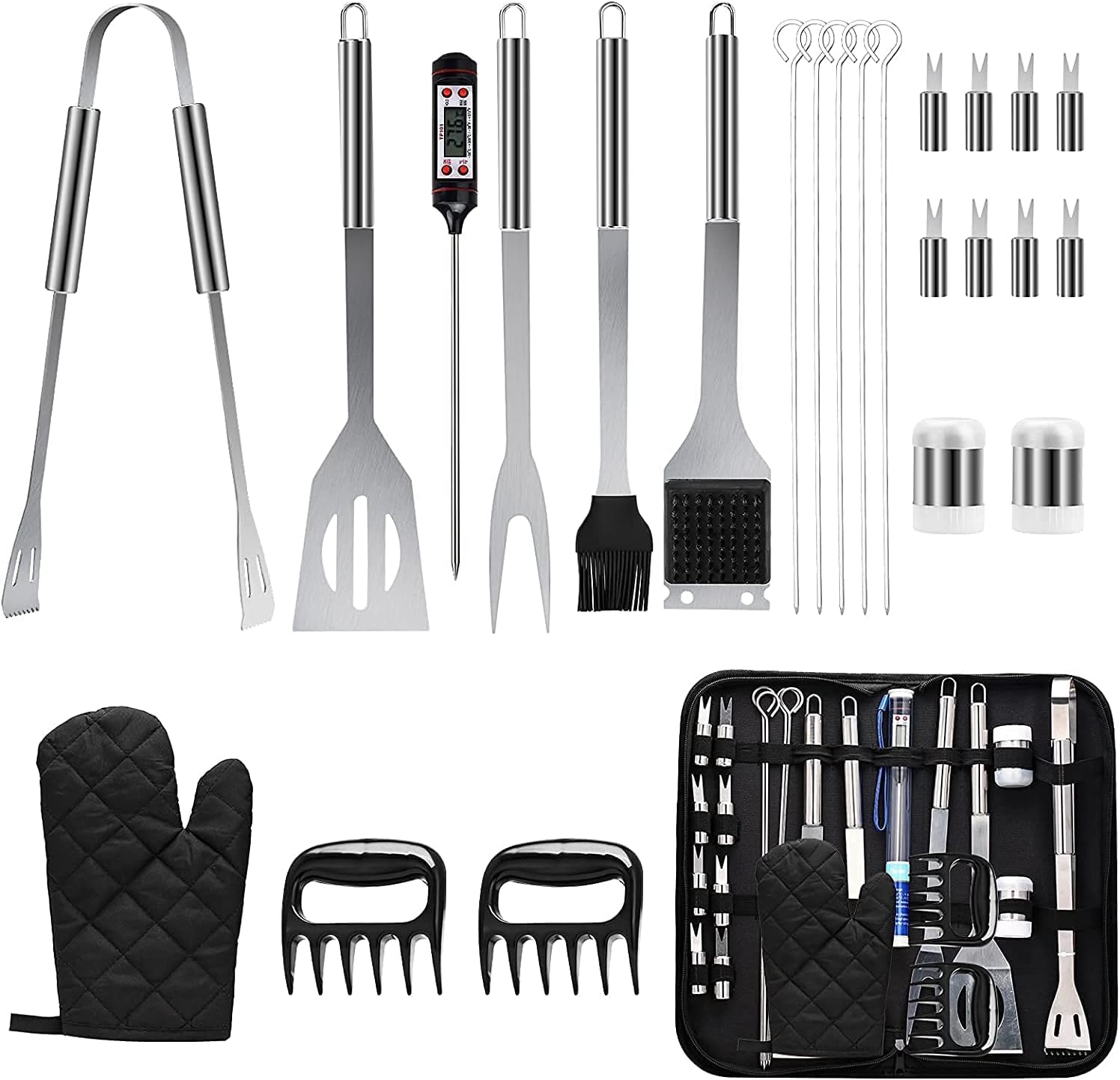 Ustensiles Barbecue 25 Pièces Accessoires Barbecue Acier Inoxydable Kit