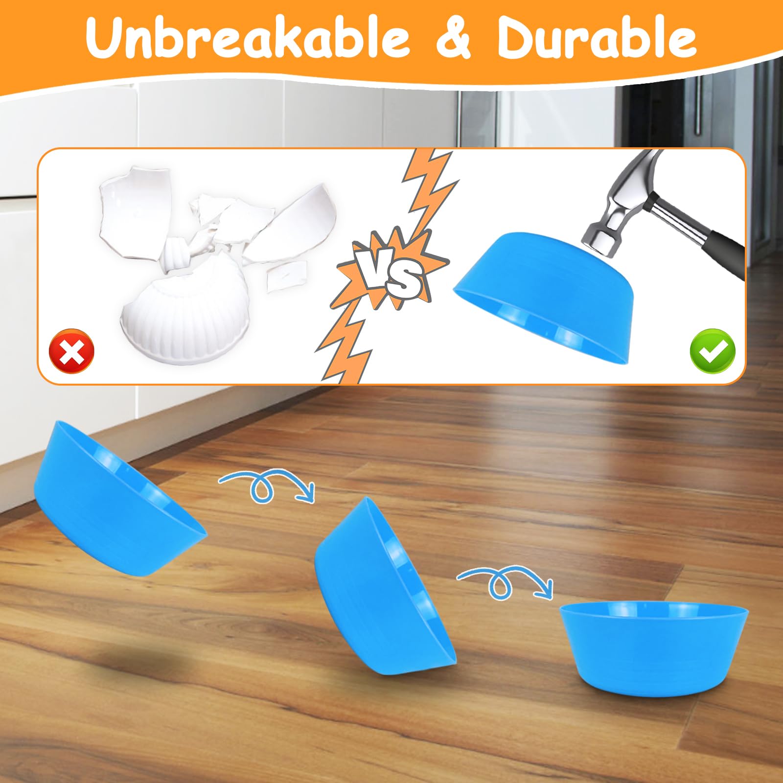 YOYEAH Plastic schalen, set van 24 stuks, herbruikbaar, 300 ml, onbreekbare mueslikommen voor kinderen, soepkom, snackschaal, vaatwasser- en magnetronbestendig, fruitsalade, snacks, soepen en nog veel