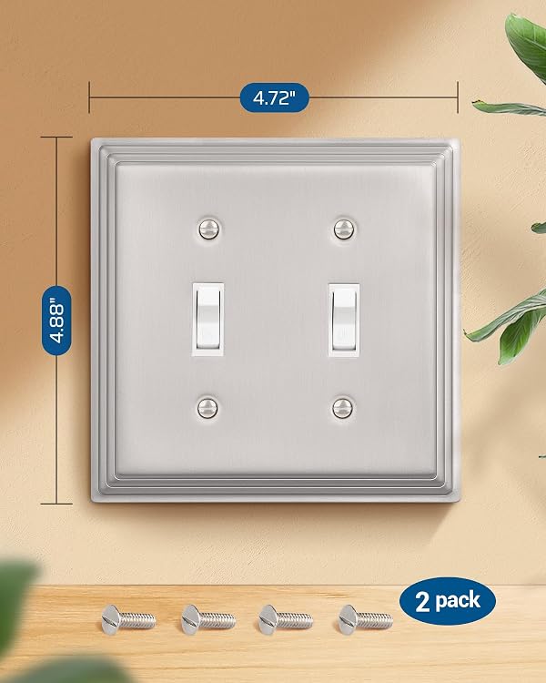 DEWENWILS Double Toggle Wall Plates, Decorative Metal Switch Plate Covers by DEWENWILS - Used condition - Image 8