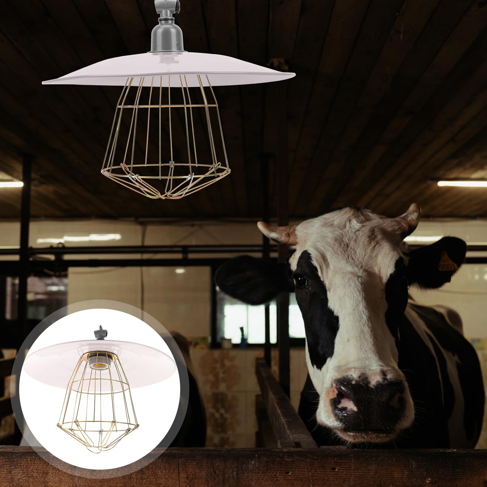 DOITOOL Sichere Vieh Heizlampe mit Metallgitter Schutzlampe für Kleintiere Stall Wärmelampe für Kalte Jahreszeiten