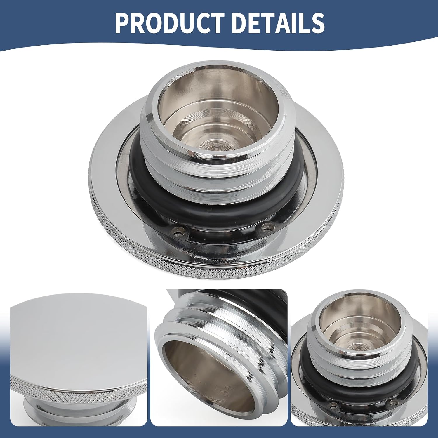 Motorcycle Vented Gas Cap Magnetic Anti-theft Fuel Tank Cap Knurled Fit For Harley 1996-Later Touring Road King Sportster XL 883 Dyna FXD's 2000-Up Softail Fat Bob FXLRS FXBB (Chrome)
