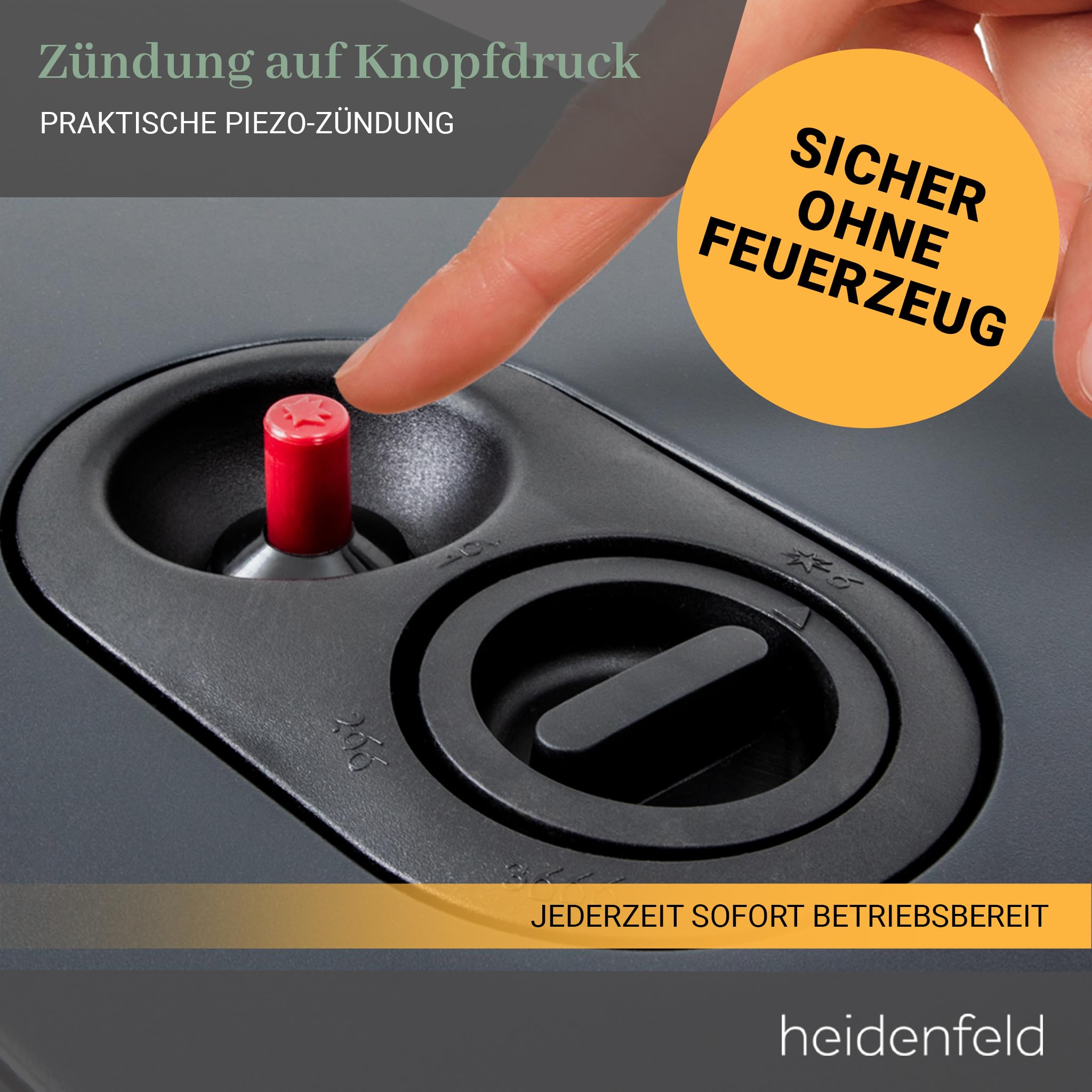 Heidenfeld Gasheizung Inferno GH100 | 𝟑 𝐉𝐀𝐇𝐑𝐄 𝐆𝐀𝐑𝐀𝐍𝐓𝐈𝐄 - 4200 Watt - Heizstrahler - Gasheizung für Innenräume - Gasofen - Gasheizer - Gasflaschen bis 15 Kg - Gasschlauch (Schwarz)