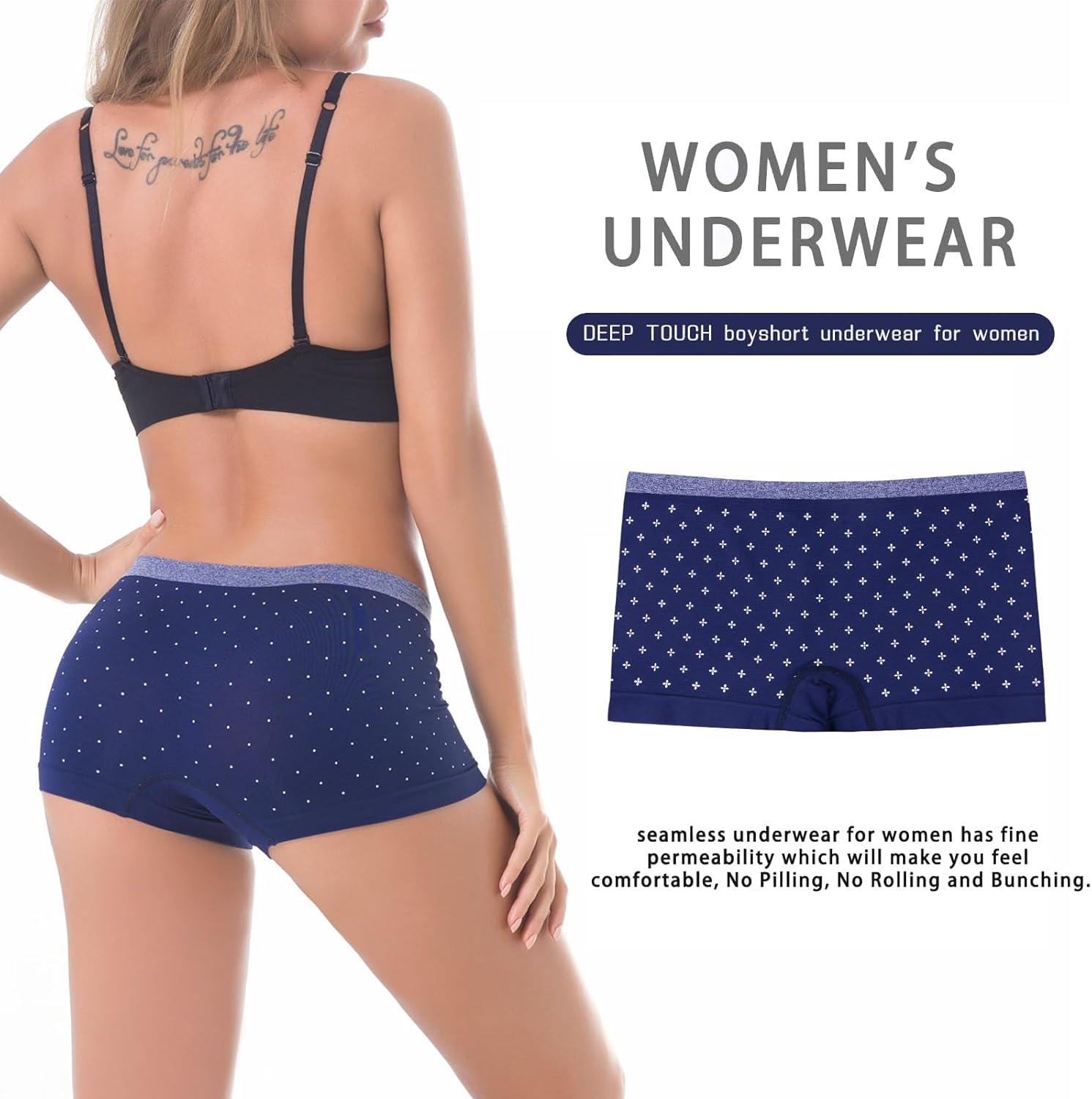 DEEP TOUCH Women Boyshort Underwear Seamless Boxer Panties No Show BoyShorts Panty Breathable Stretch Boxer Briefs for Ladies - Image 2