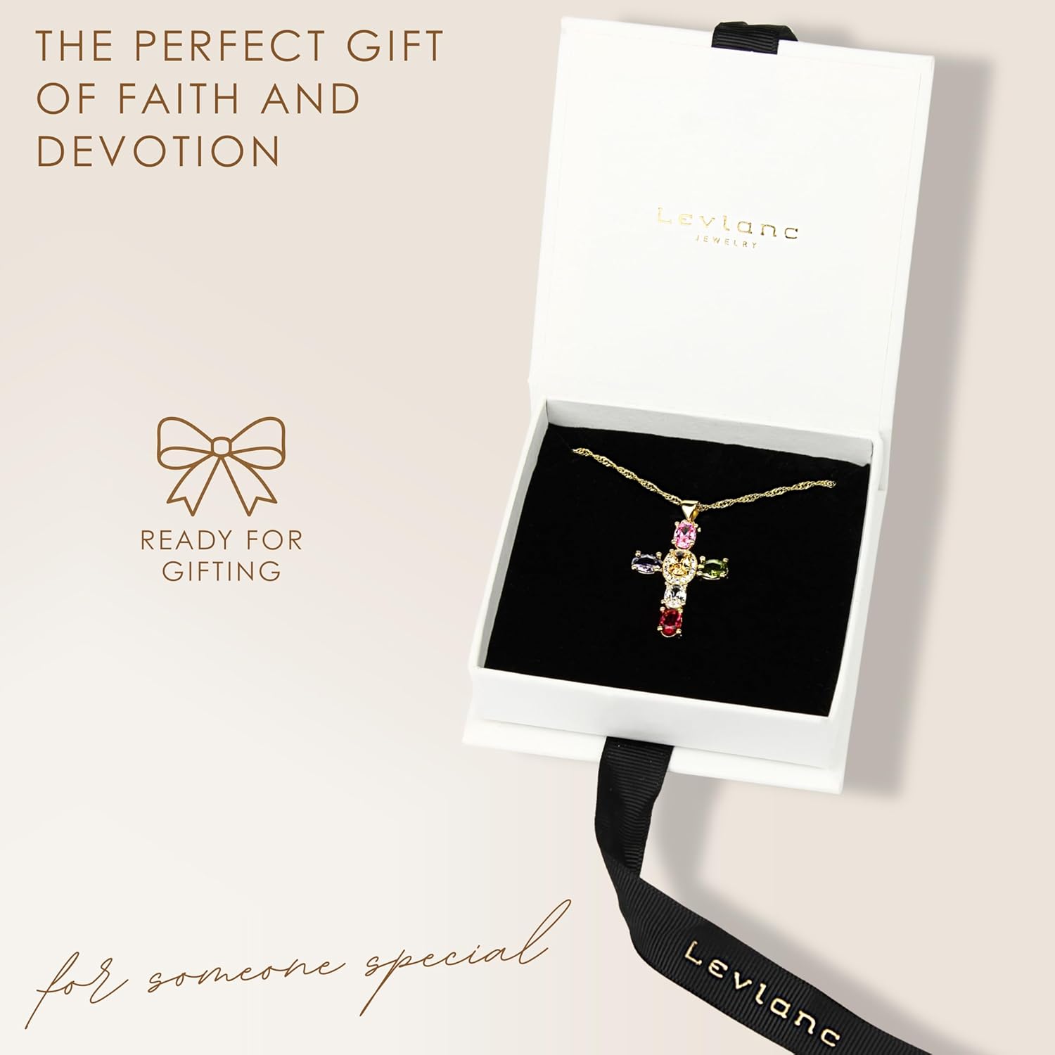 18K Gold Plated Dainty Cross Necklace for Women | Cubic Zirconia Cross | Big Cross Necklace | CZ Cross Pendant | Crucifix Necklace | Religious Gifts for Christian Women | Gift Box Included - Image 3