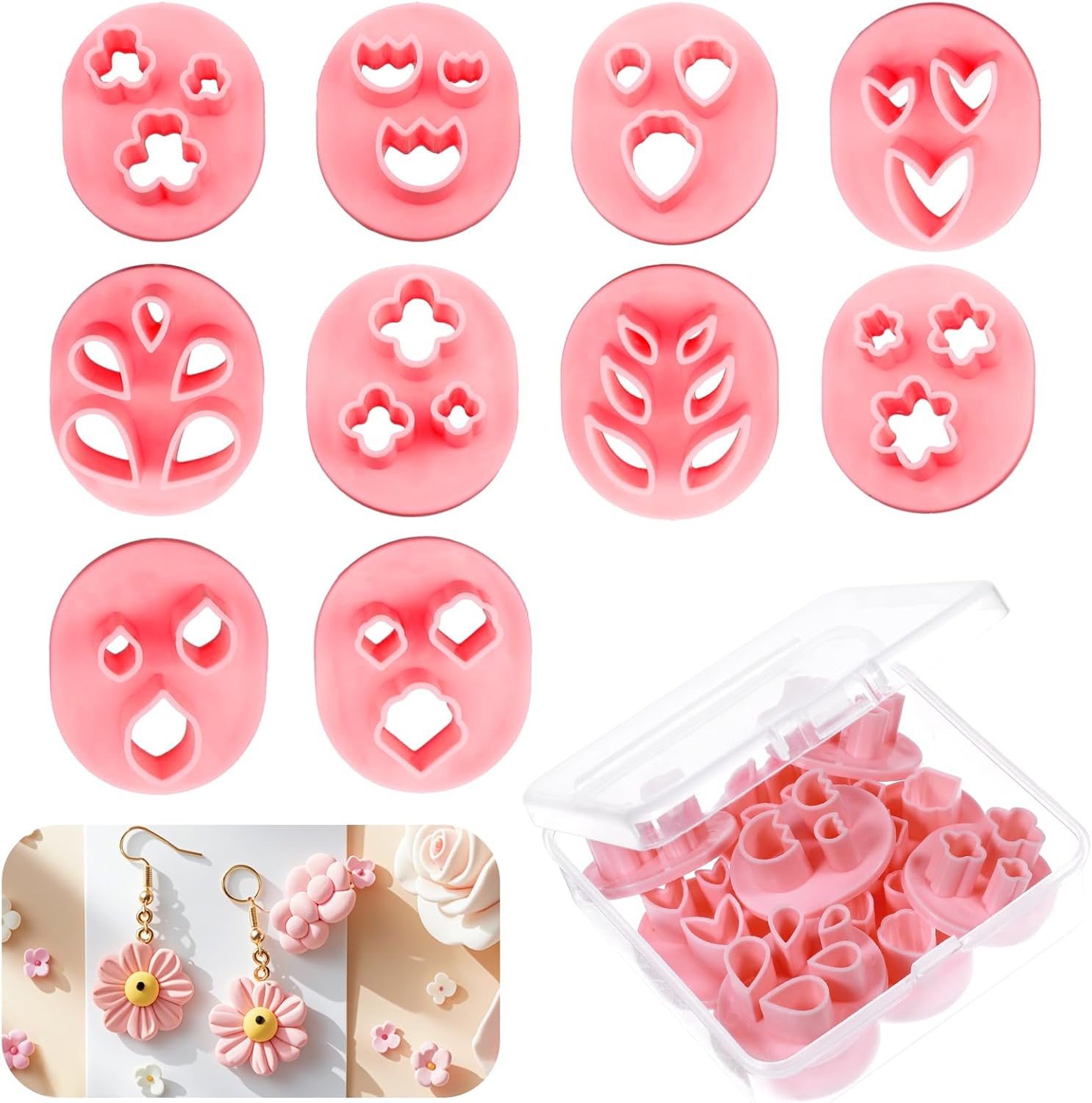 JJUNW 10 Pcs Mini Polymer Clay Cutters, Floral Leaf Shapes Polymer Clay Molds Polymer Clay Earring Cutters, Polymer Clay Kit for DIY Tools Jewelry Earrings Making
