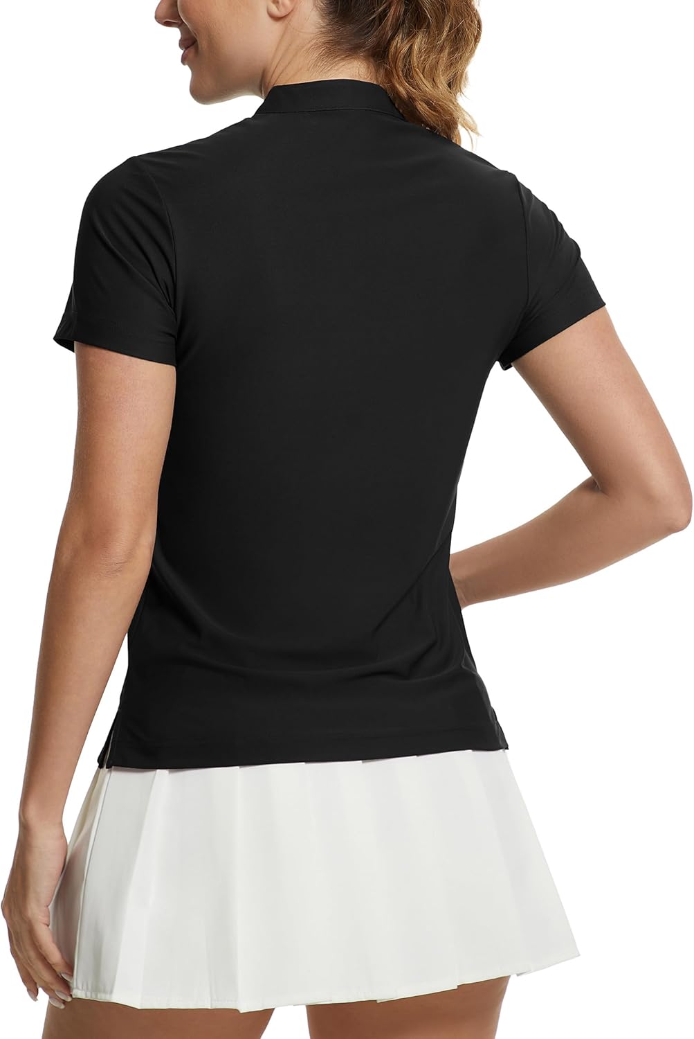 MathCat Women's Golf Shirts V-Neck Short Sleeve Collarless Quick Dry Tennis Running Tees Polo Casual Tops - Image 3