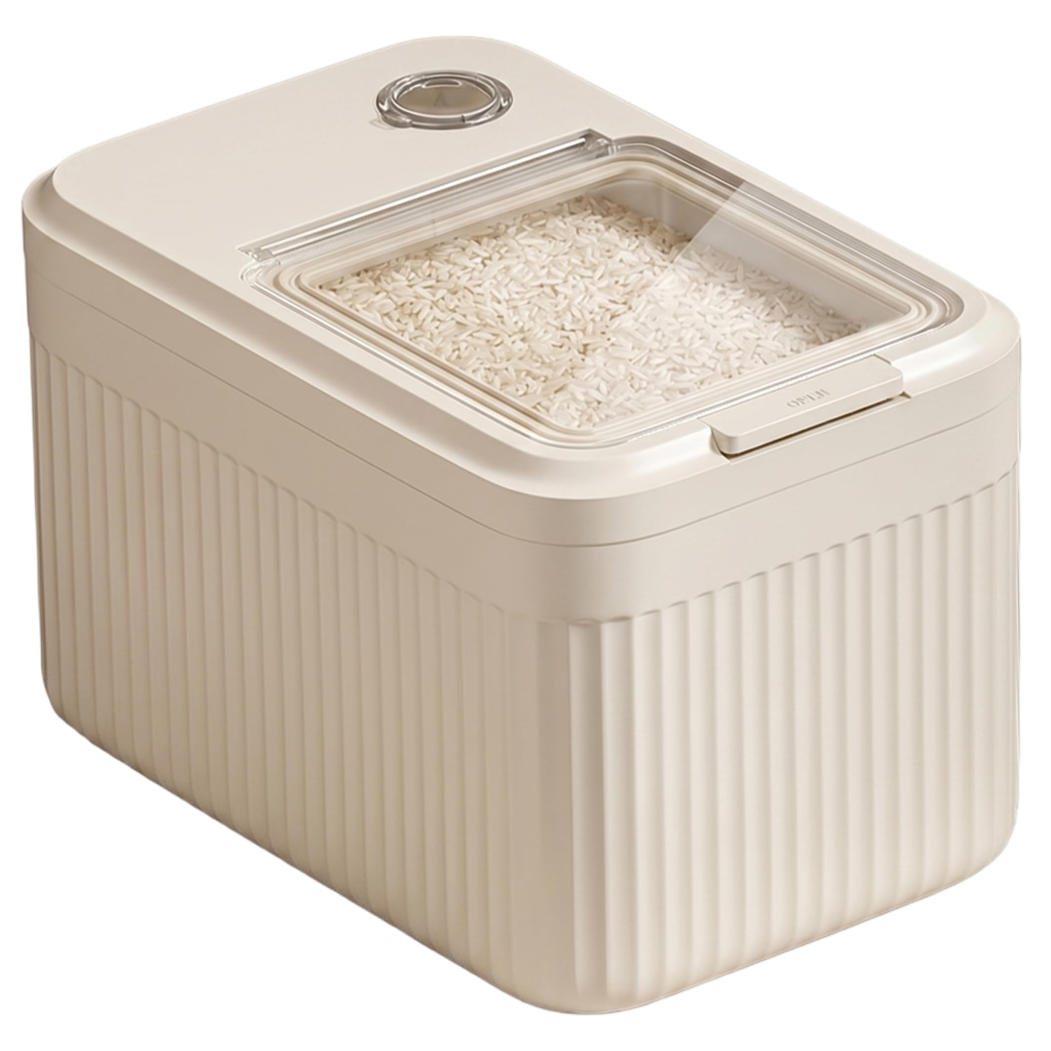 Aetherize Rice Container, 5kg Airtight Food Storage Plastic Rice Bin Flour & Kibble Storage Container with Lid & Measuring Cup for Home Kitchen, Food-Grade, Beige Bucket