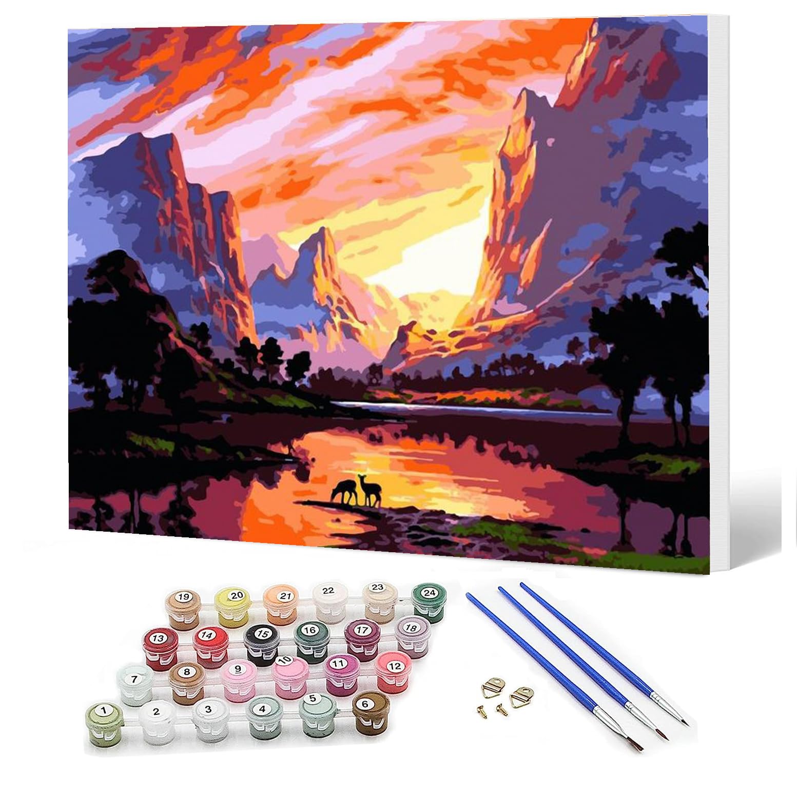 Ediximi Paint by Numbers Kit for Adults DIY Paint by Number 12" x 16" Canvas with Wooden Frame Drawing Arts and Crafts for Adults and Beginners,Sunset Glow