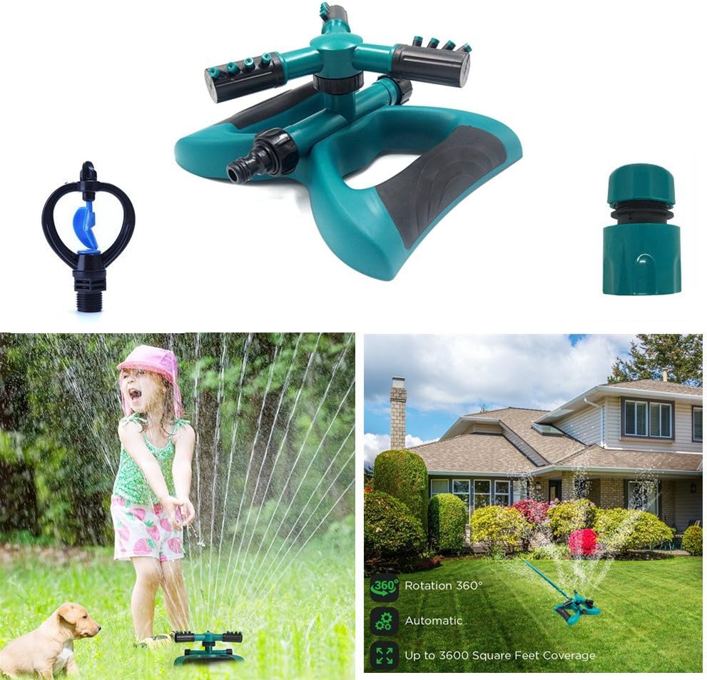 DTC 1 Lawn Sprinkler, Automatic 360 Rotating Adjustable Garden Water Sp, black