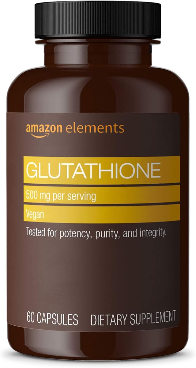 Amazon Elements Glutathione, Vegan, 500mg per Serving, 60 Capsules
